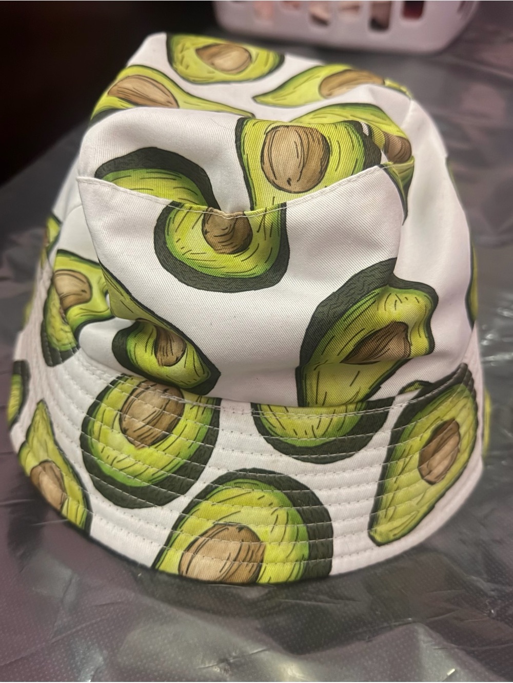 Kids Avocado Print Bucket Hat - White & Green
